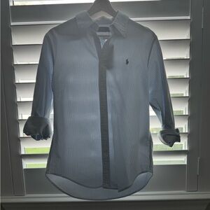 Women’s Polo Ralph Lauren Blue and White Striped Oxford Shirt